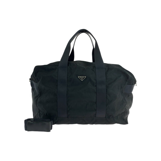 PRADA Boston Duffel bag Nylon Black SilverMetal Test Triangle With logo