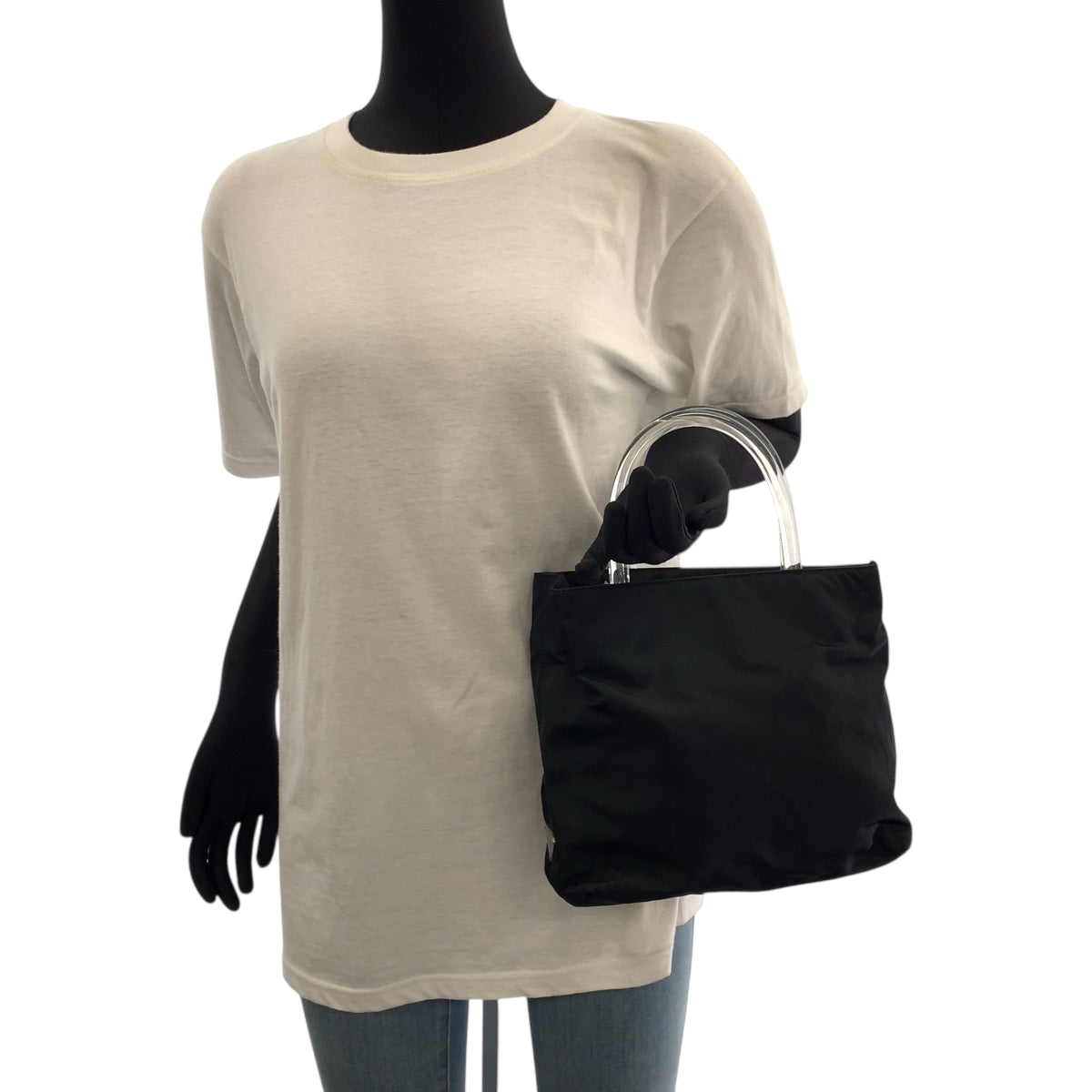 PRADA Tote Bag Nylon black Tote Bag handbag Test Triangle With logo Women - Style 2