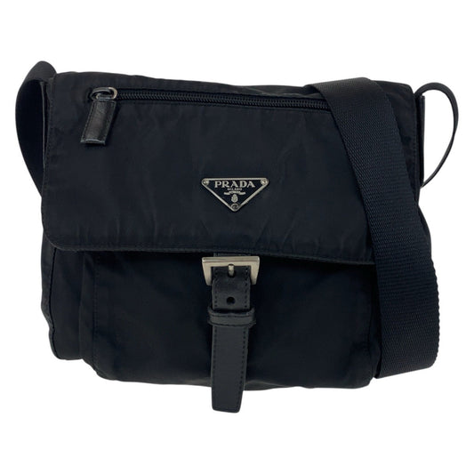 PRADA Shoulder Bag Nylon, Leather Black SilverMetal Shoulder Bag pochette Test Triangle With logo Women