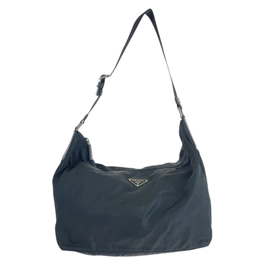 PRADA Shoulder Bag Nylon Black SilverMetal Test Triangle With logo Women