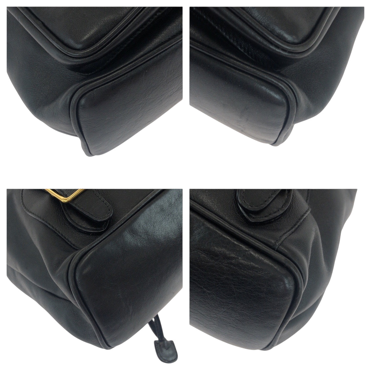 GUCCI Backpack 003 1119 0016 leather Black GoldMetal Backpack Backpack Bamboo Women
