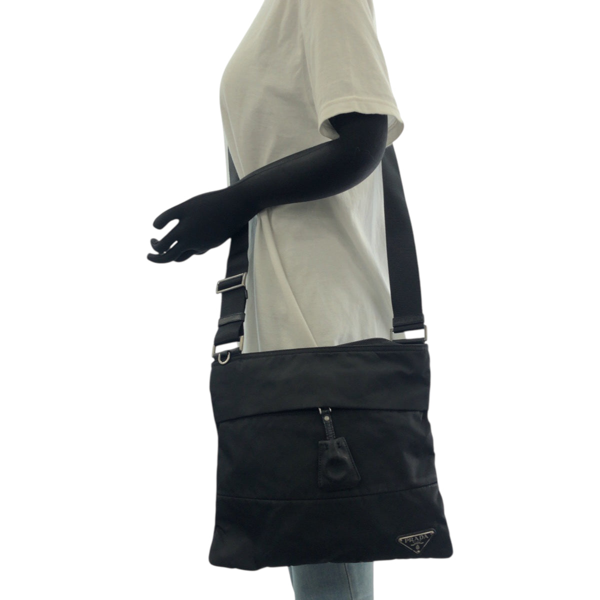 PRADA Shoulder Bag Nylon black Test Triangle With logo - Style 4