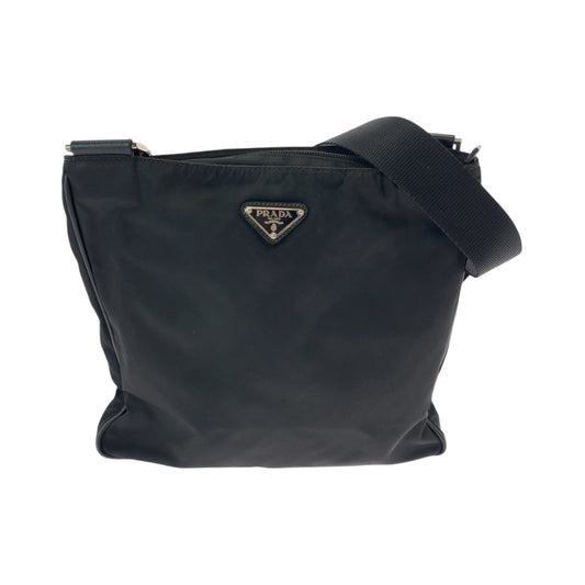 PRADA Shoulder Bag Nylon Black SilverMetal Shoulder Bag Messenger bag Test Triangle With logo Women