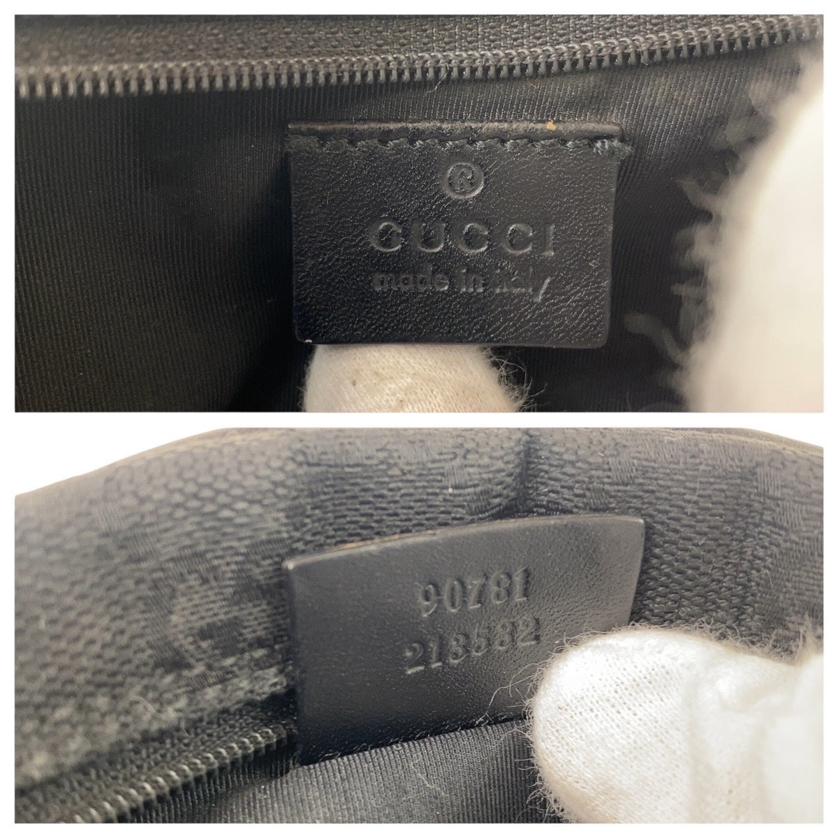 GUCCI Handbag 90781 GG canvas Black GoldMetal Handbag accessory pouch Women