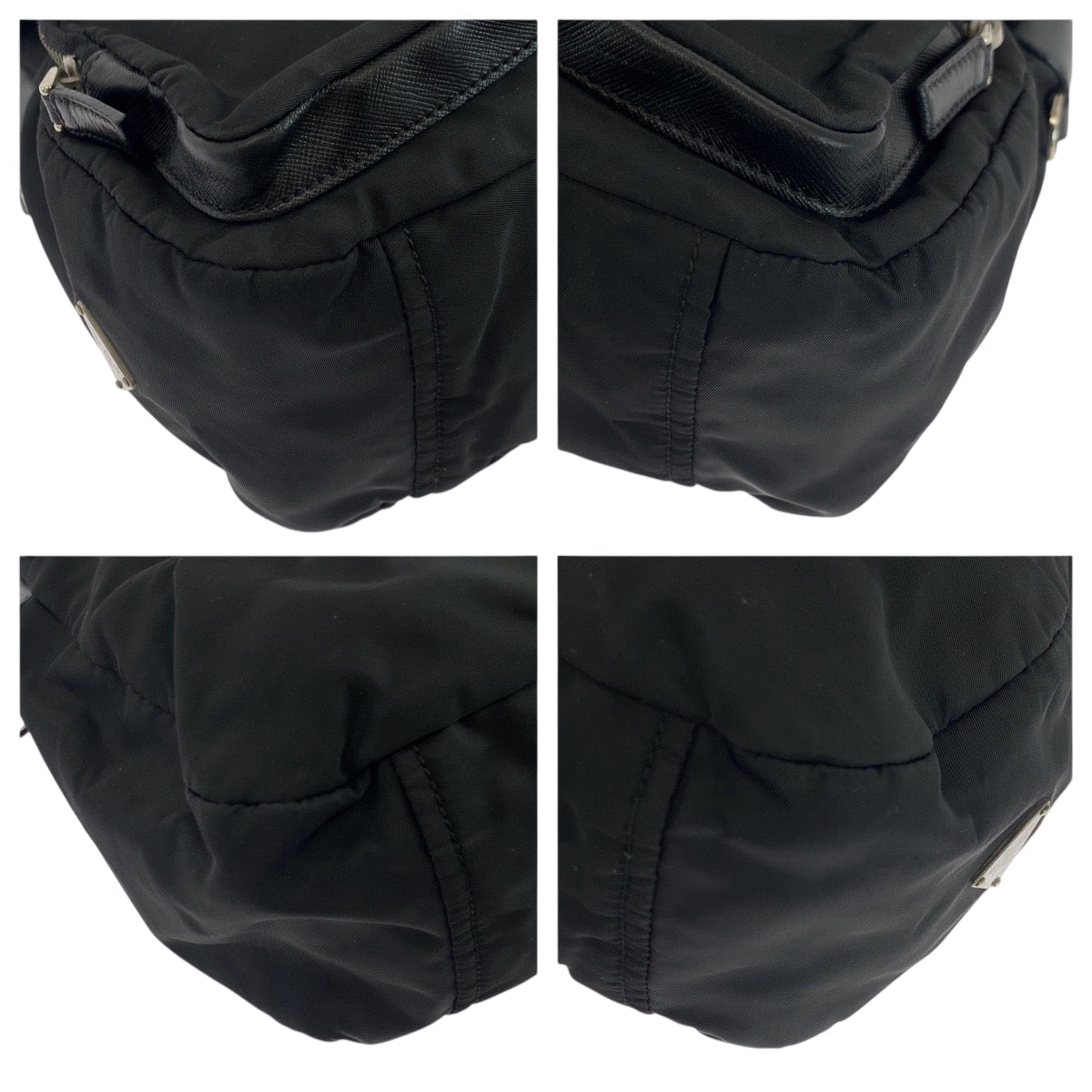 PRADA Shoulder Bag Nylon Black Silver Metal Test Triangle With logo - Style 2