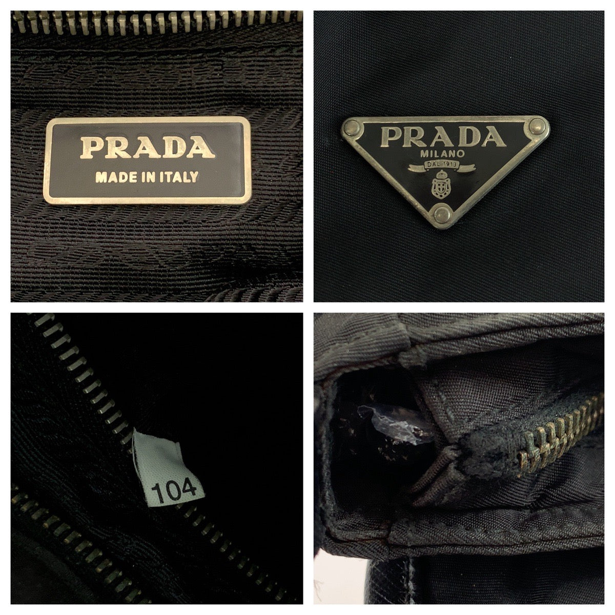 PRADA Shoulder Bag Nylon Black Silver Metal Test Triangle With logo - Style 2