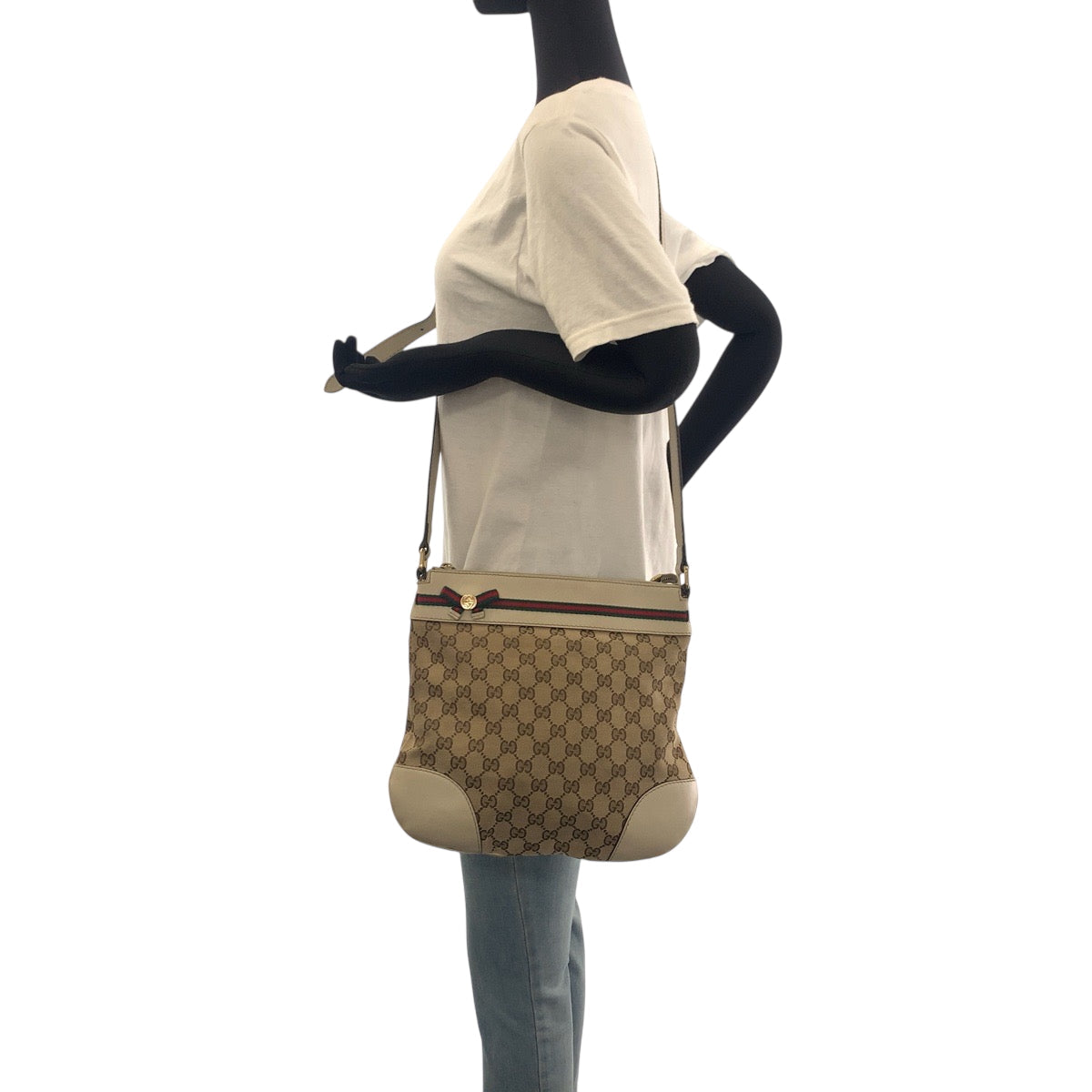 GUCCI Shoulder Bag 257065 GG canvas Beige Ivory Gold Metal Shoulder Bag pochette Sherry Line Mayfair Women