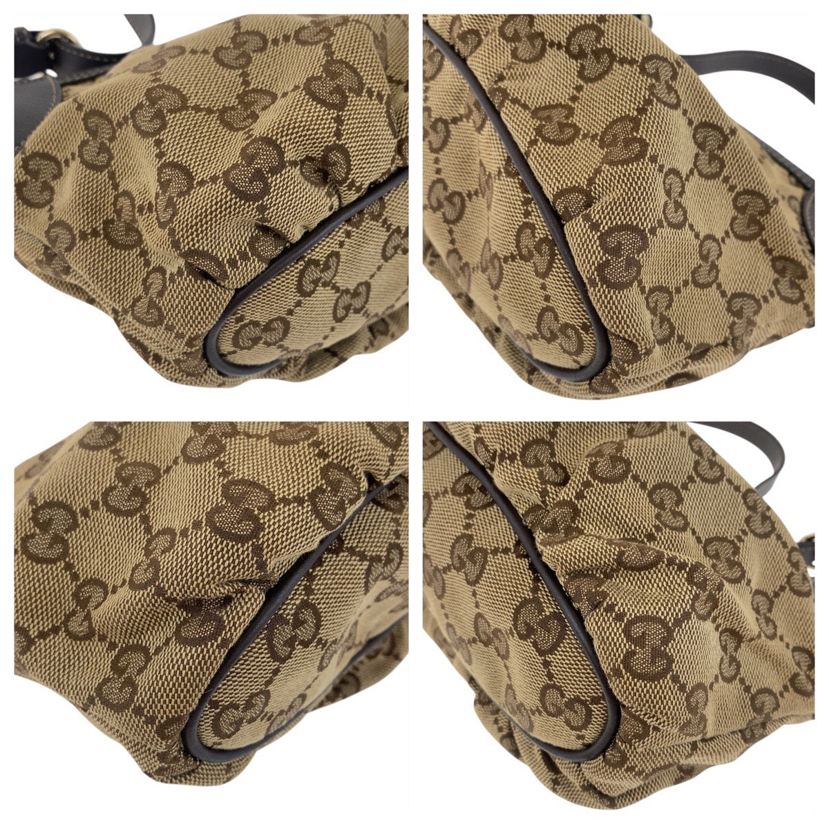 GUCCI Handbag 224098 GG canvas Beige Gold Metal Sherry line