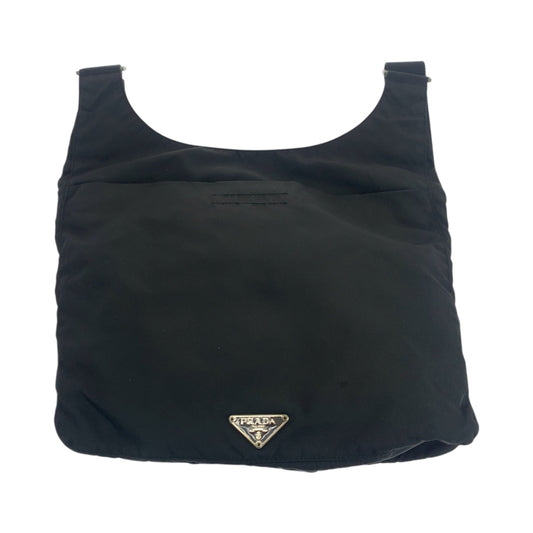 PRADA Shoulder Bag Nylon Black Silver Metal Shoulder Bag pochette Test Triangle With logo Women