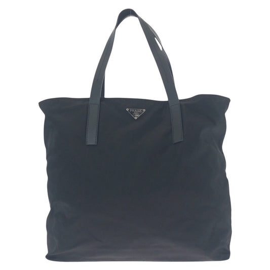 PRADA Tote Bag Nylon Black SilverMetal Test Triangle With logo