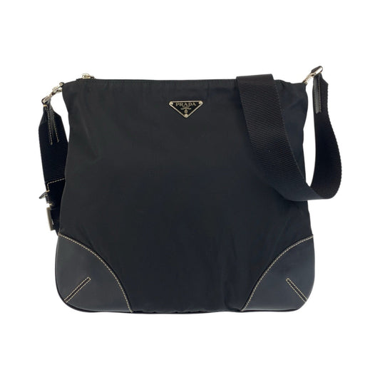 PRADA Shoulder Bag Nylon, Leather Black SilverMetal Shoulder Bag pochette Test Triangle With logo Women