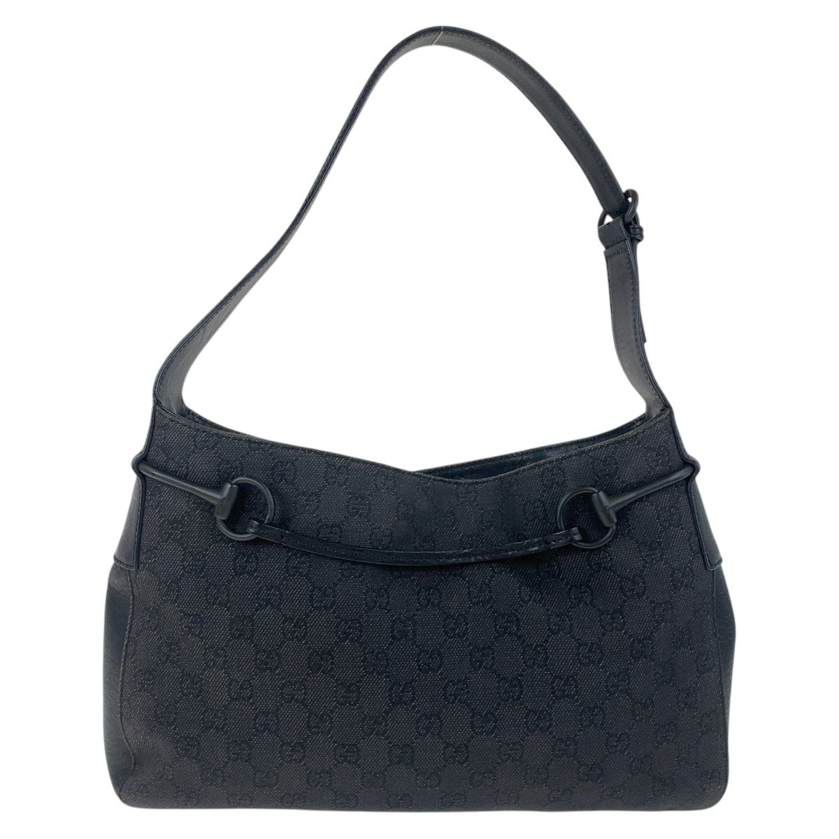 GUCCI Shoulder Bag 101975 GG canvas Black black Horsebit