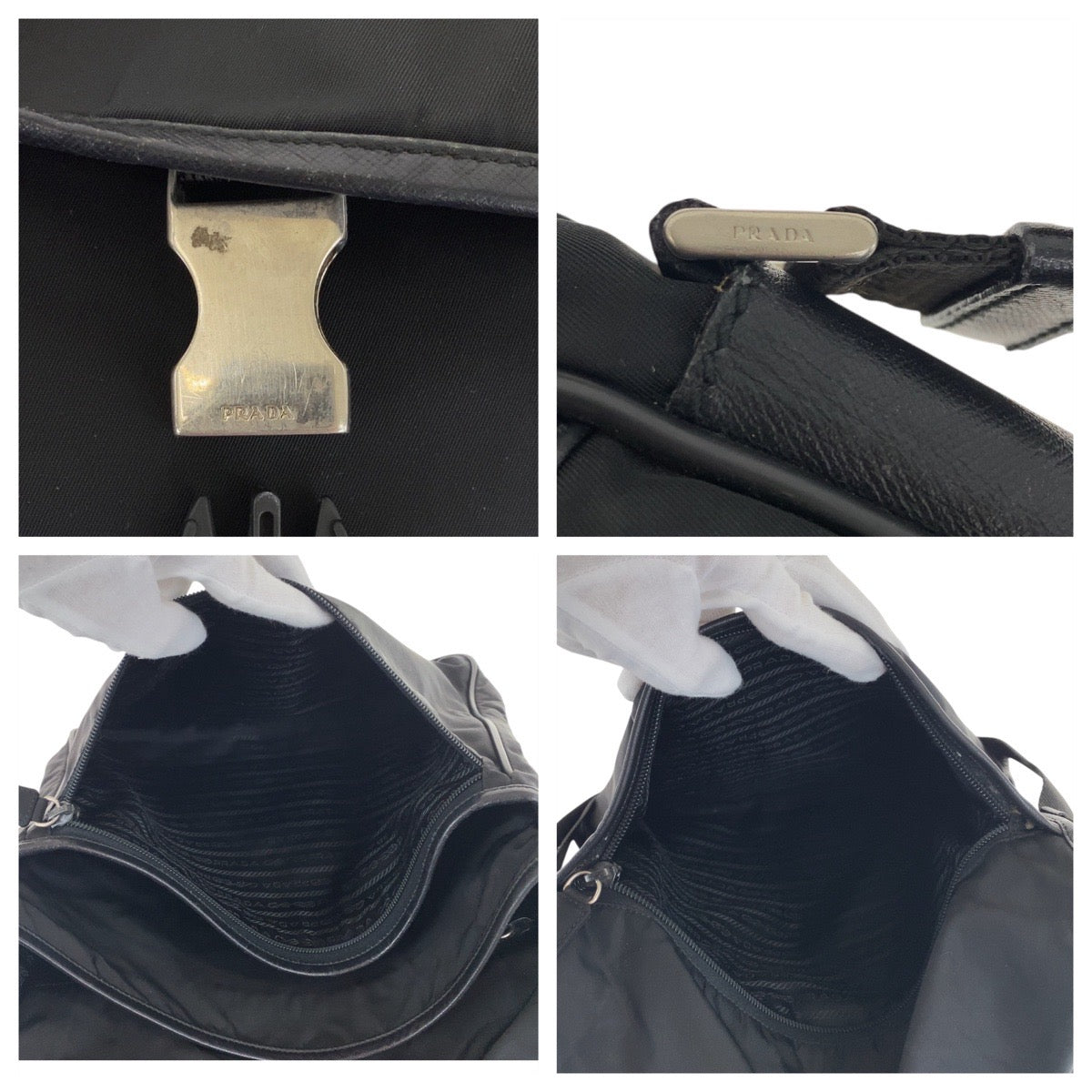 PRADA Shoulder Bag Nylon Black SilverMetal Test Triangle With logo - Style 11