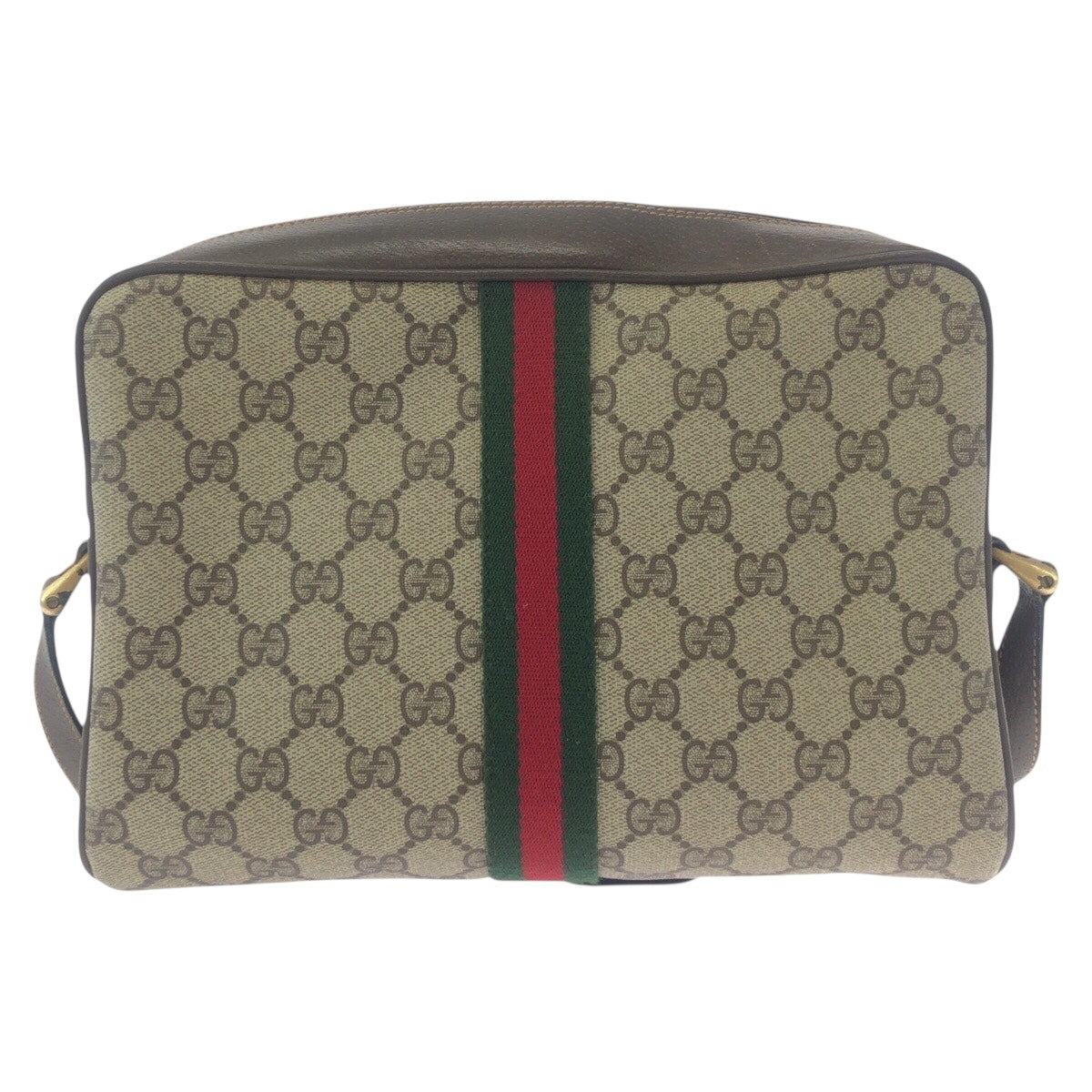GUCCI Shoulder Bag 72 001 4071 GG Supreme canvas, leather Beige Brown Gold Metal Crossbody Shoulder Bag Old Gucci Shelly Line Women