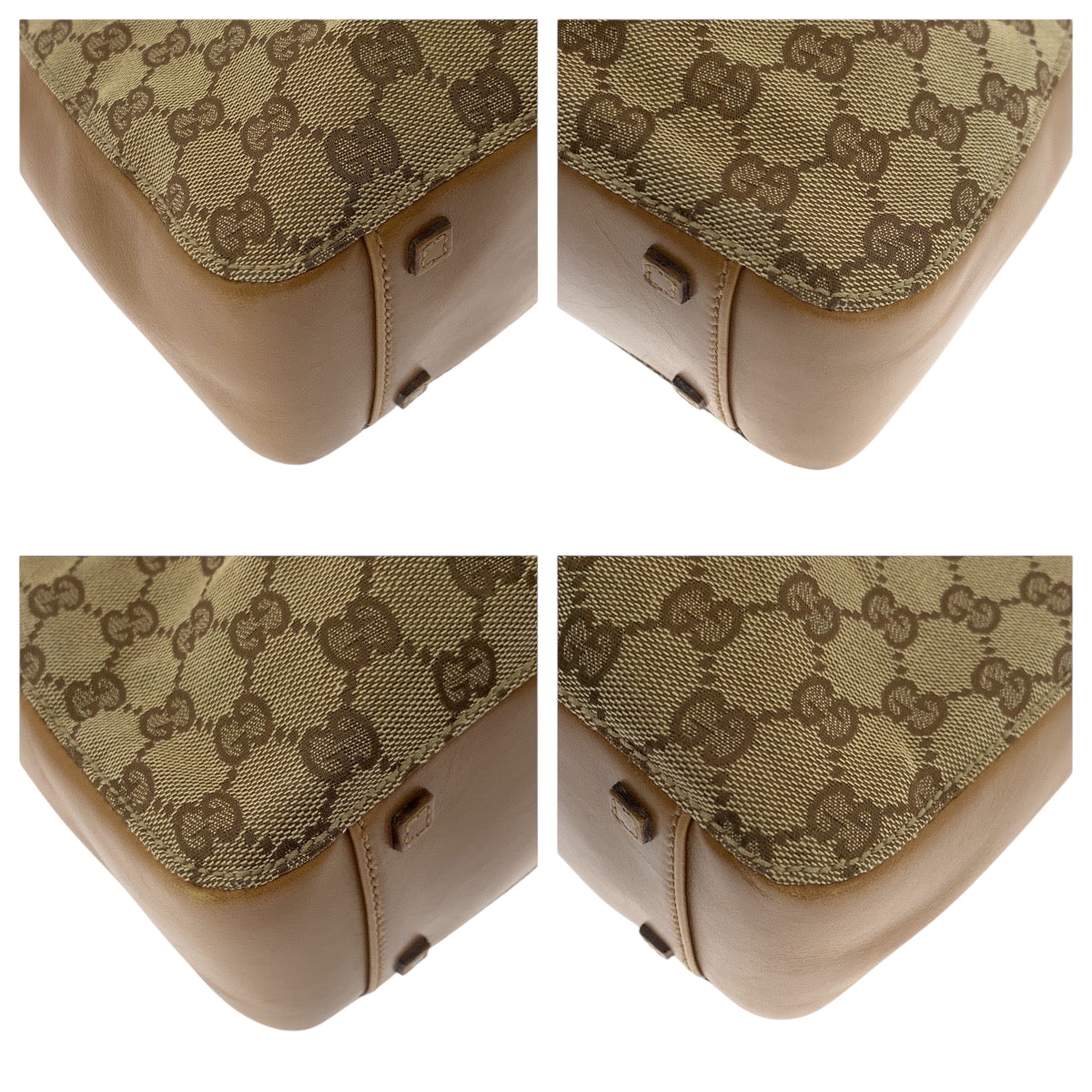 GUCCI Tote Bag 94898 GG canvas Beige Brown Gold Metal Tote Bag handbag Women