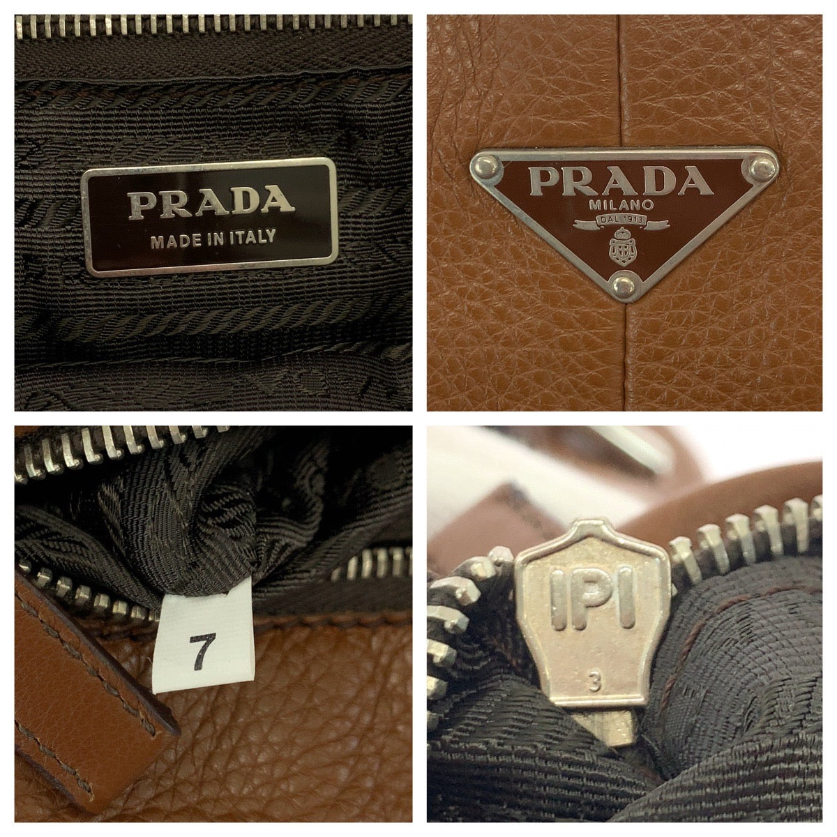 PRADA Tote Bag BR3250 leather Brown Silver Metal Tote Bag Shoulder Bag Vitterodino Triangle With logo Women