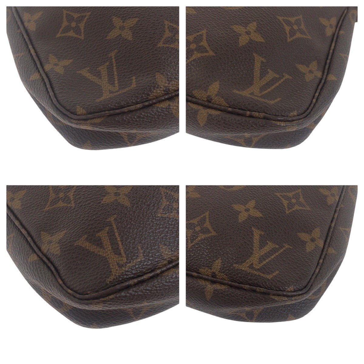 LOUIS VUITTON Handbag PVC Brown Gold Metal Handbag accessory pouch Monogram Pochette Accessoires Women