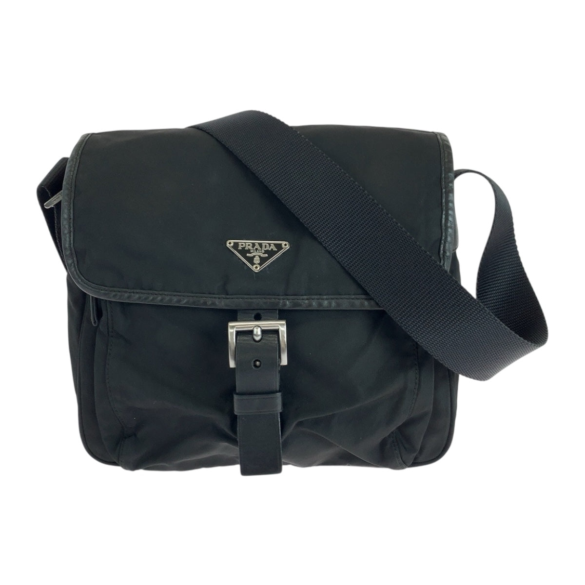 PRADA Shoulder Bag BT0173 Nylon Black SilverMetal Test Triangle With logo
