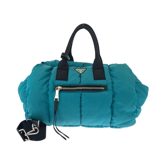 PRADA Shoulder Bag BN2635 Nylon Turquoise Black SilverMetal Test Bomber Triangle With logo