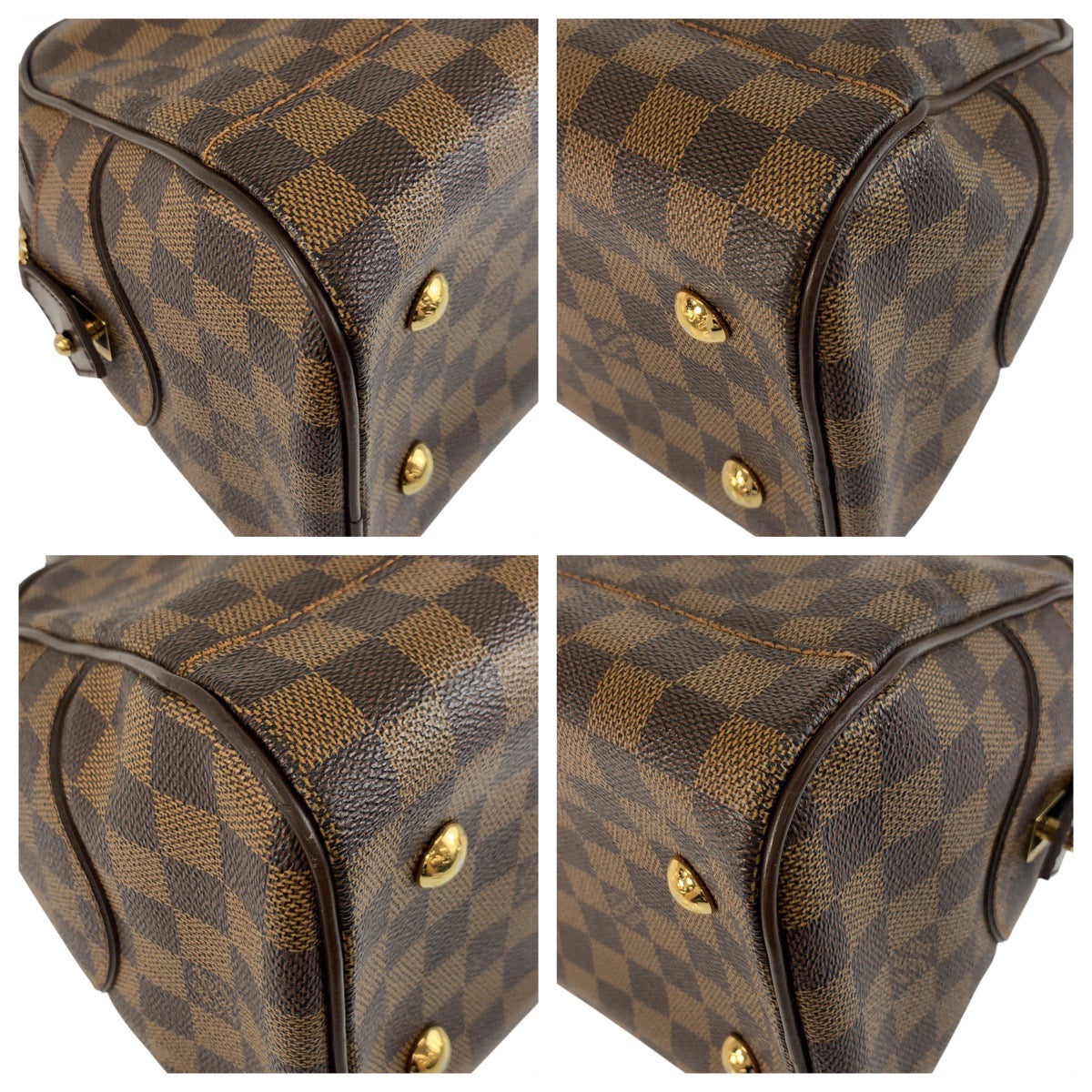 LOUIS VUITTON Handbag PVC Brown Gold Metal Damier Duomo