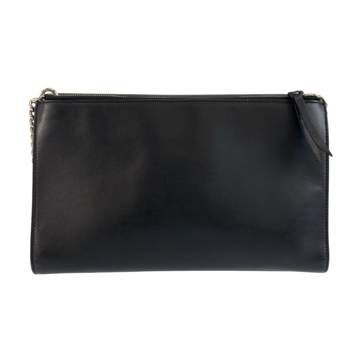 GUCCI Shoulder Bag 387604 leather Black SilverMetal ChainShoulder Bag Pochette Interlocking Women