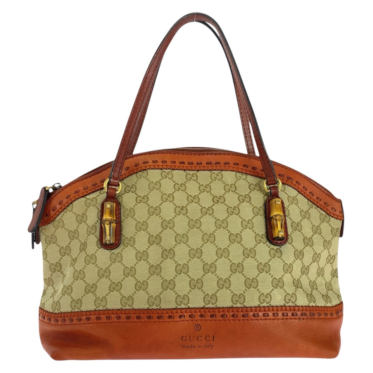 GUCCI Handbag 339002 GG canvas, leather Beige Orange Gold Metal Handbag Shoulder Bag Bamboo Women