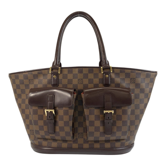 LOUIS VUITTON Tote Bag PVC Brown Gold Metal Damier Manosque GM