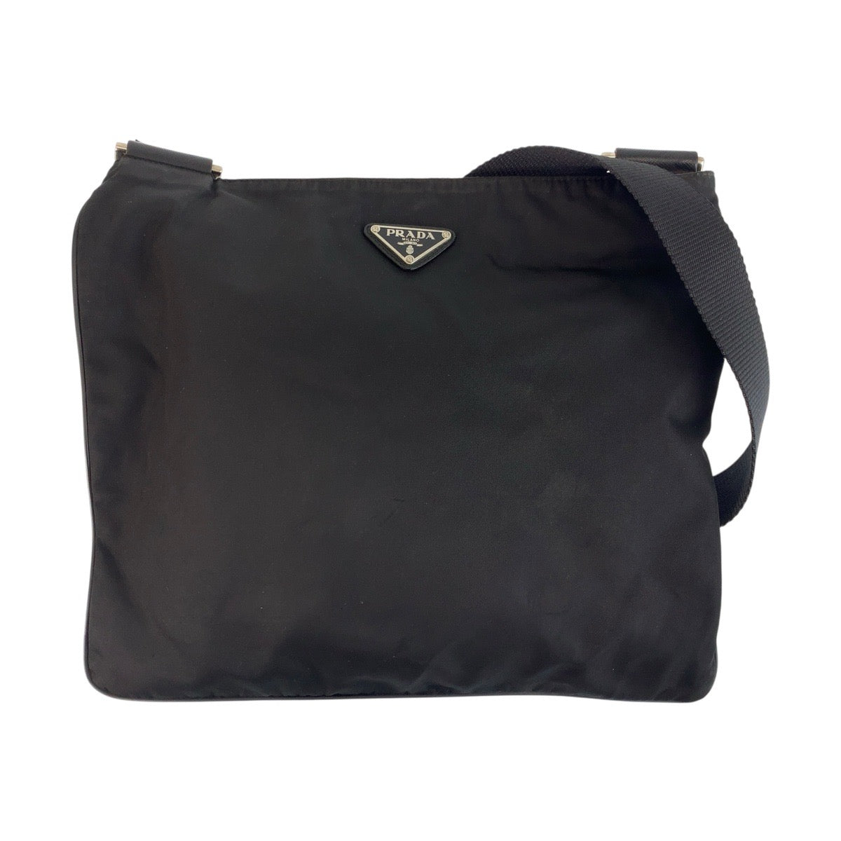 Prada Tessuto Triangle Logo Plate Nylon Shoulder Bag