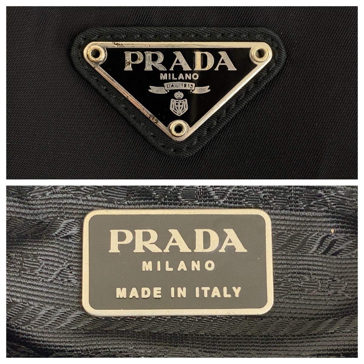 PRADA Tote Bag Nylon Black SilverMetal Test Triangle With logo - Style 9