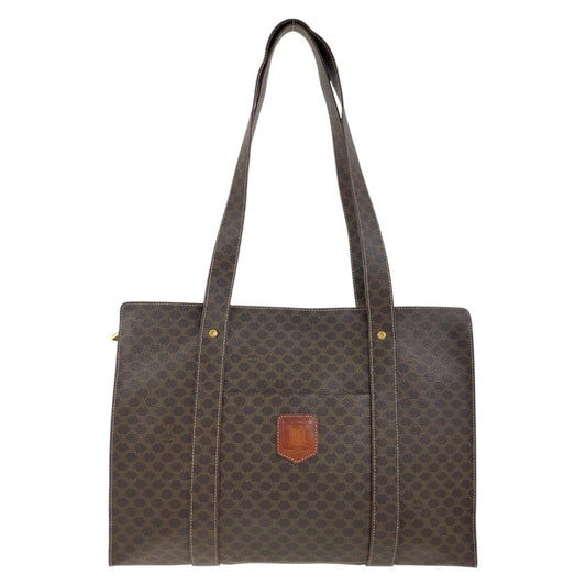 CELINE Tote Bag MC98/2 PVC Brown Gold Metal Macadam