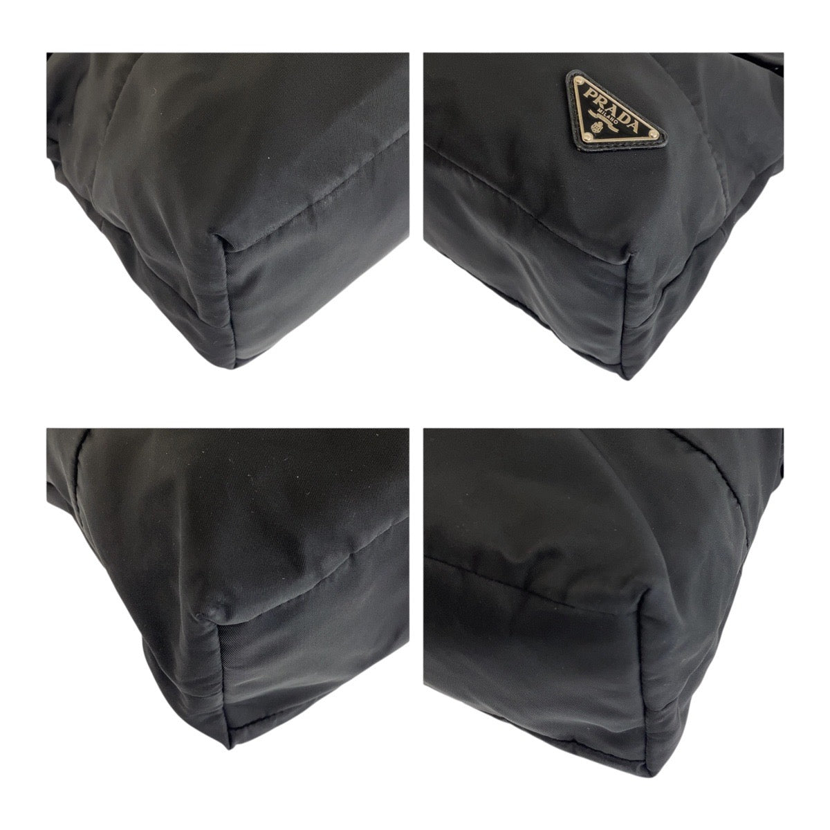 PRADA Shoulder Bag Nylon Black Silver Metal Test Triangle With logo - Style 3