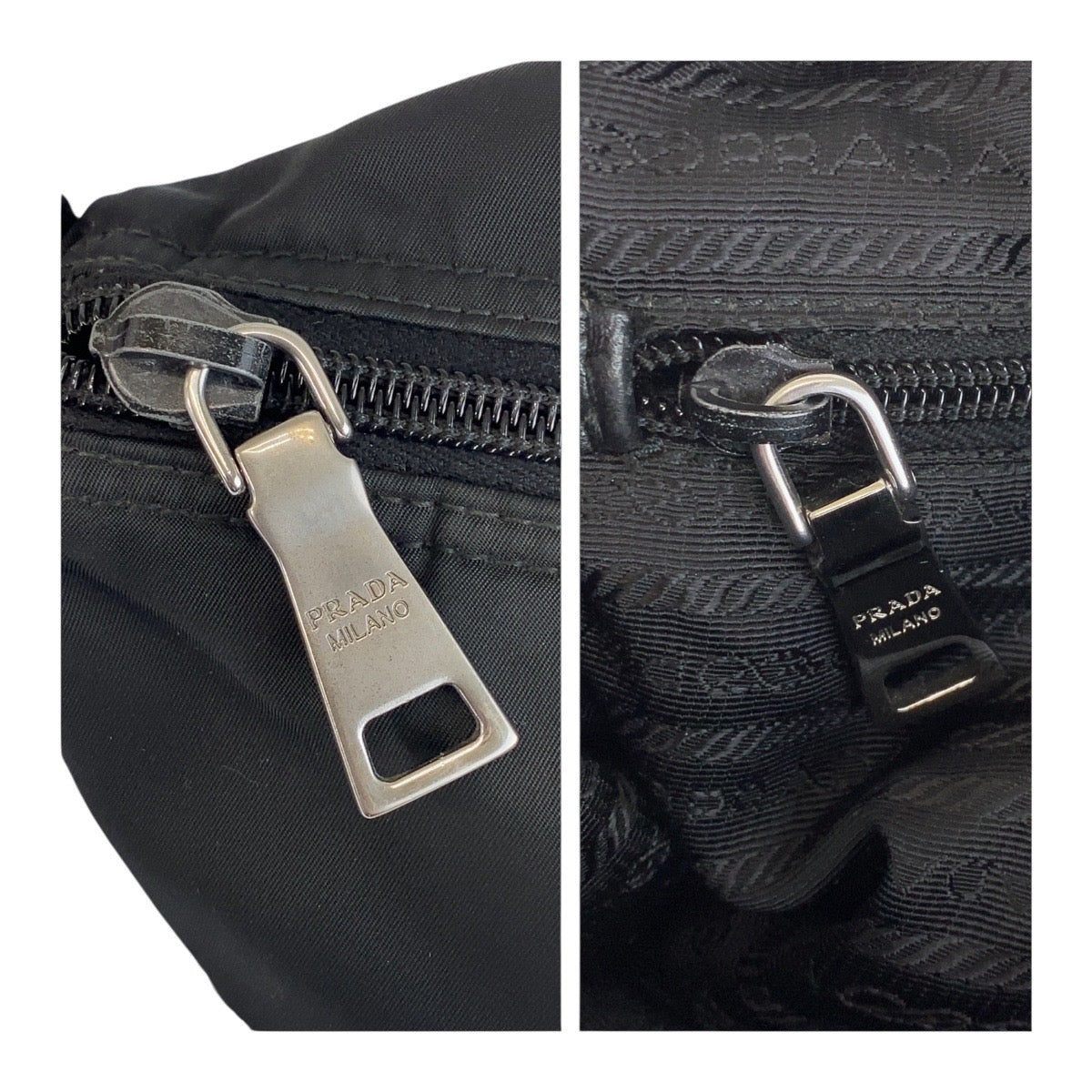 PRADA Shoulder Bag Nylon Black Silver Metal Test Triangle With logo - Style 3