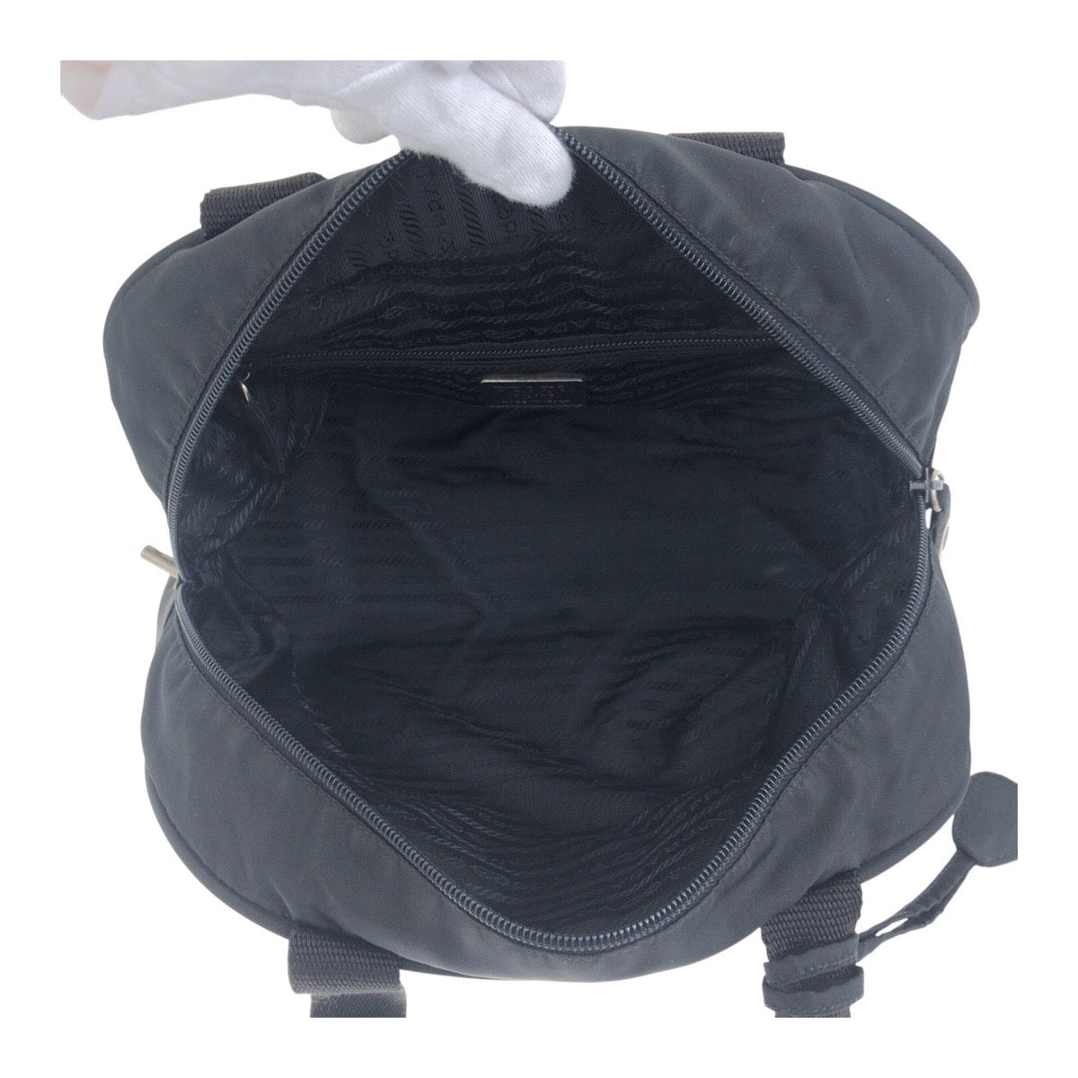 PRADA Tote Bag Nylon Black SilverMetal Test Triangle With logo - Style 14