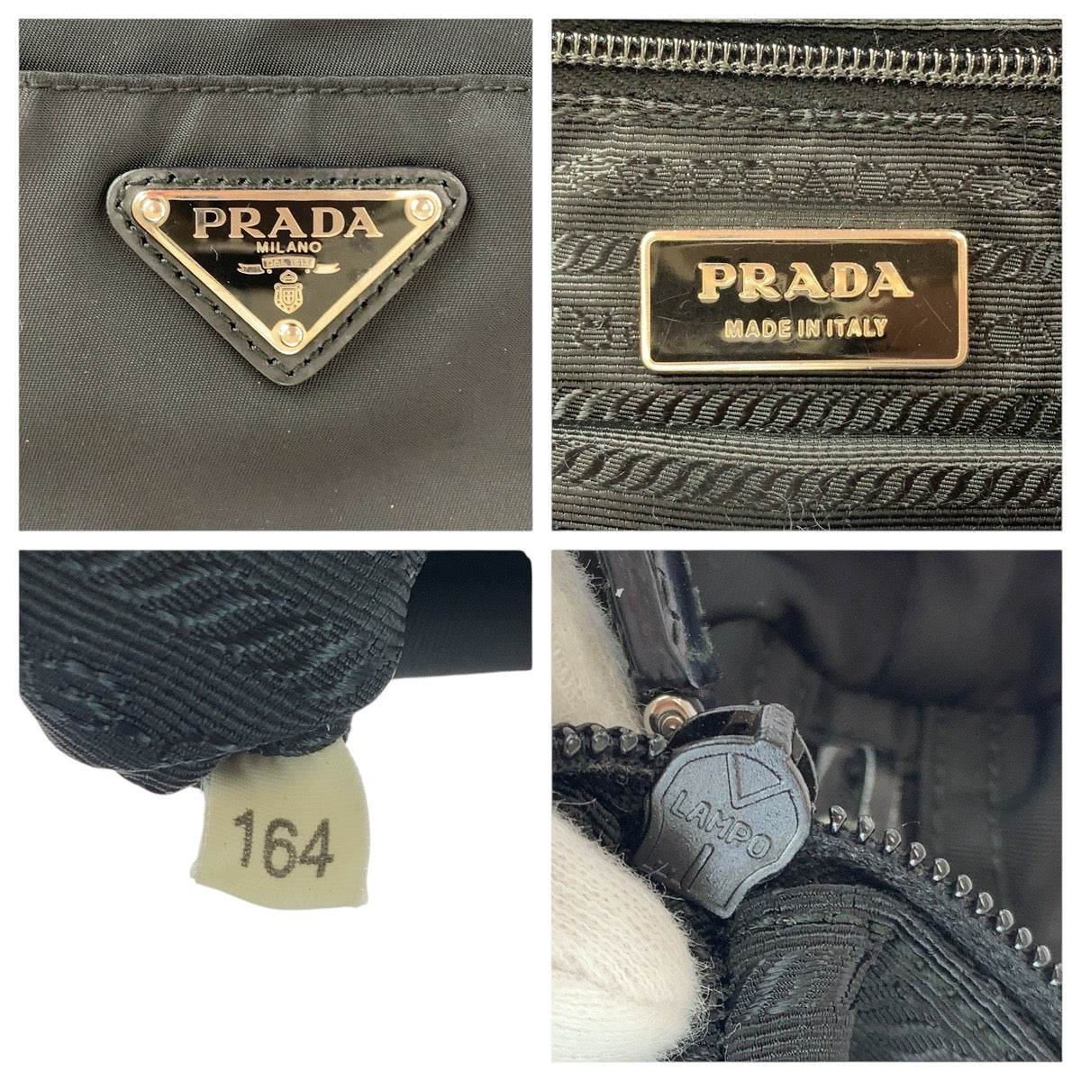 PRADA Tote Bag Nylon Black SilverMetal Test Triangle With logo - Style 10