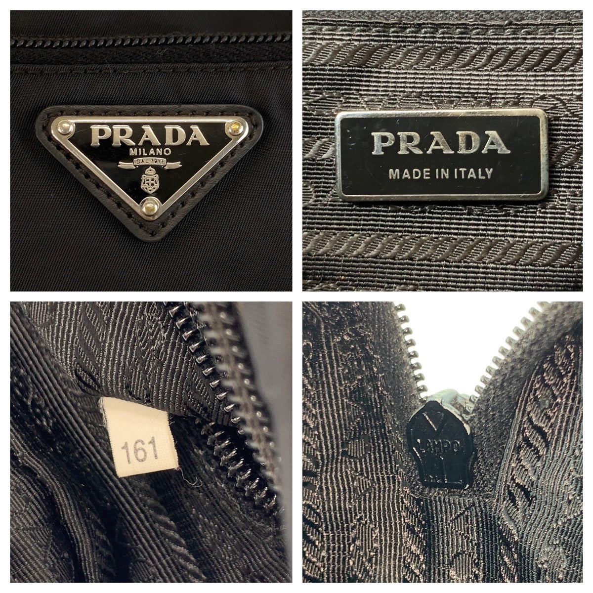 PRADA Shoulder Bag Nylon Black Silver Metal Test Triangle With logo - Style 4