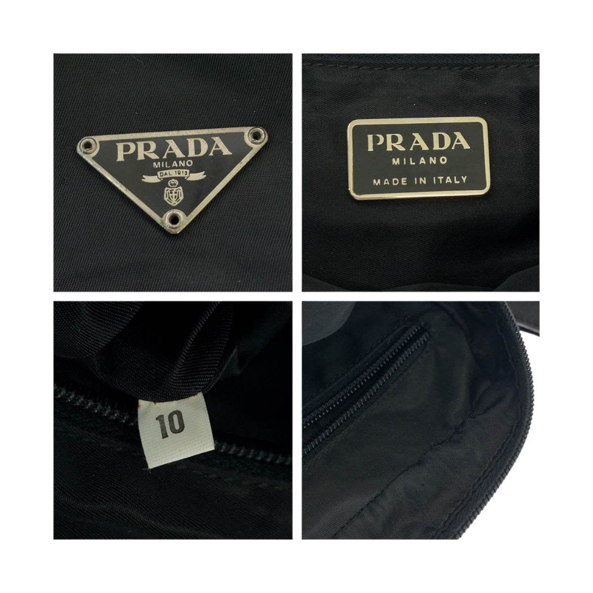 PRADA Shoulder Bag Nylon Black Silver Metal Test Triangle With logo - Style 5