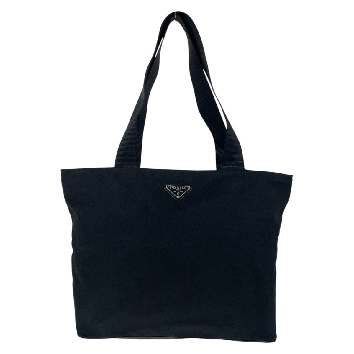 PRADA Tote Bag Nylon Black SilverMetal Tote Bag Shoulder Bag Test Triangle With logo Women