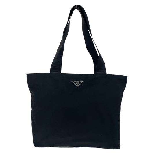 PRADA Tote Bag Nylon Black SilverMetal Tote Bag Shoulder Bag Test Triangle With logo Women