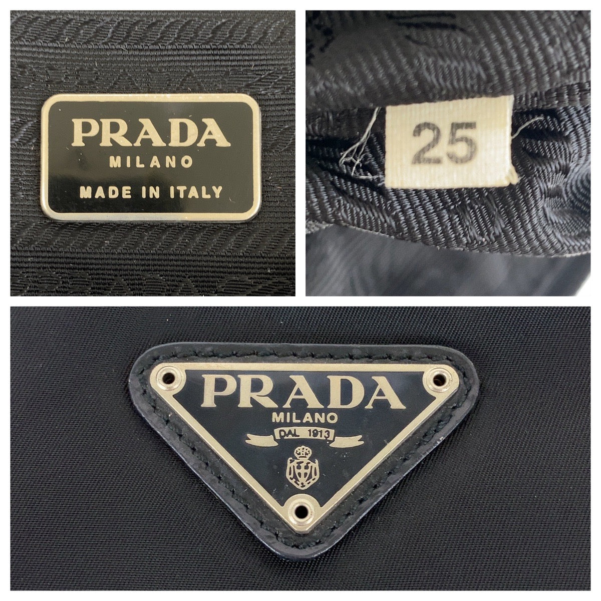PRADA Tote Bag Nylon Black SilverMetal Tote Bag Shoulder Bag Test Triangle With logo Women