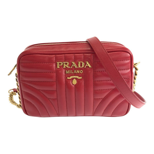 PRADA Shoulder Bag 1BH084 leather Red Gold Metal Diagram logo