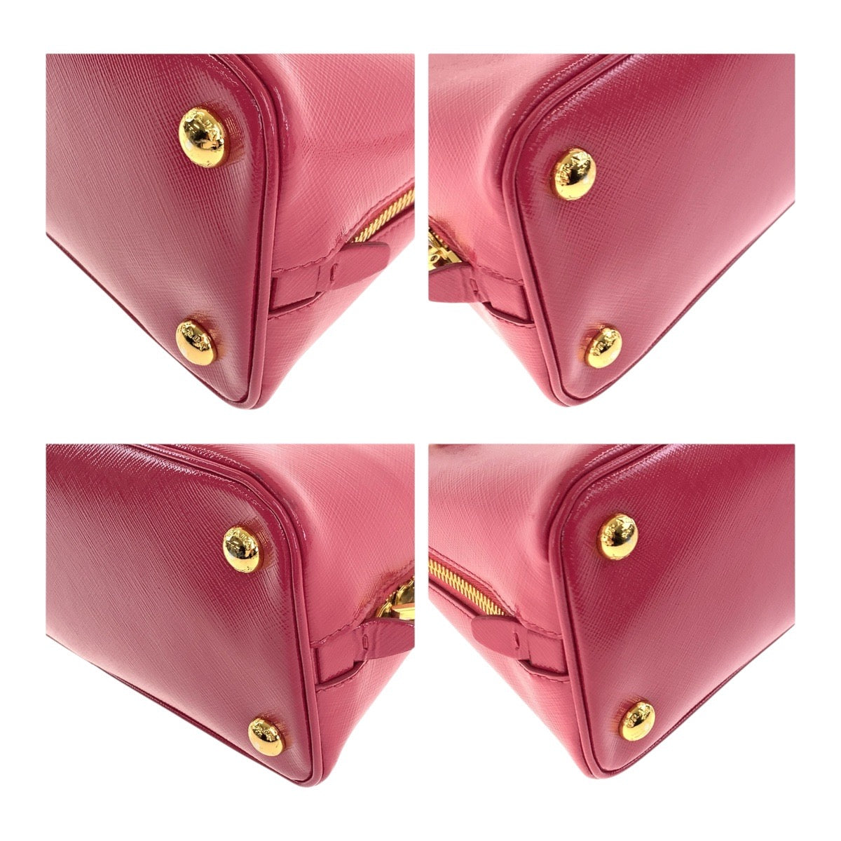 PRADA Shoulder Bag BL0838 leather Pink Gold Metal Safiano Triangle With logo