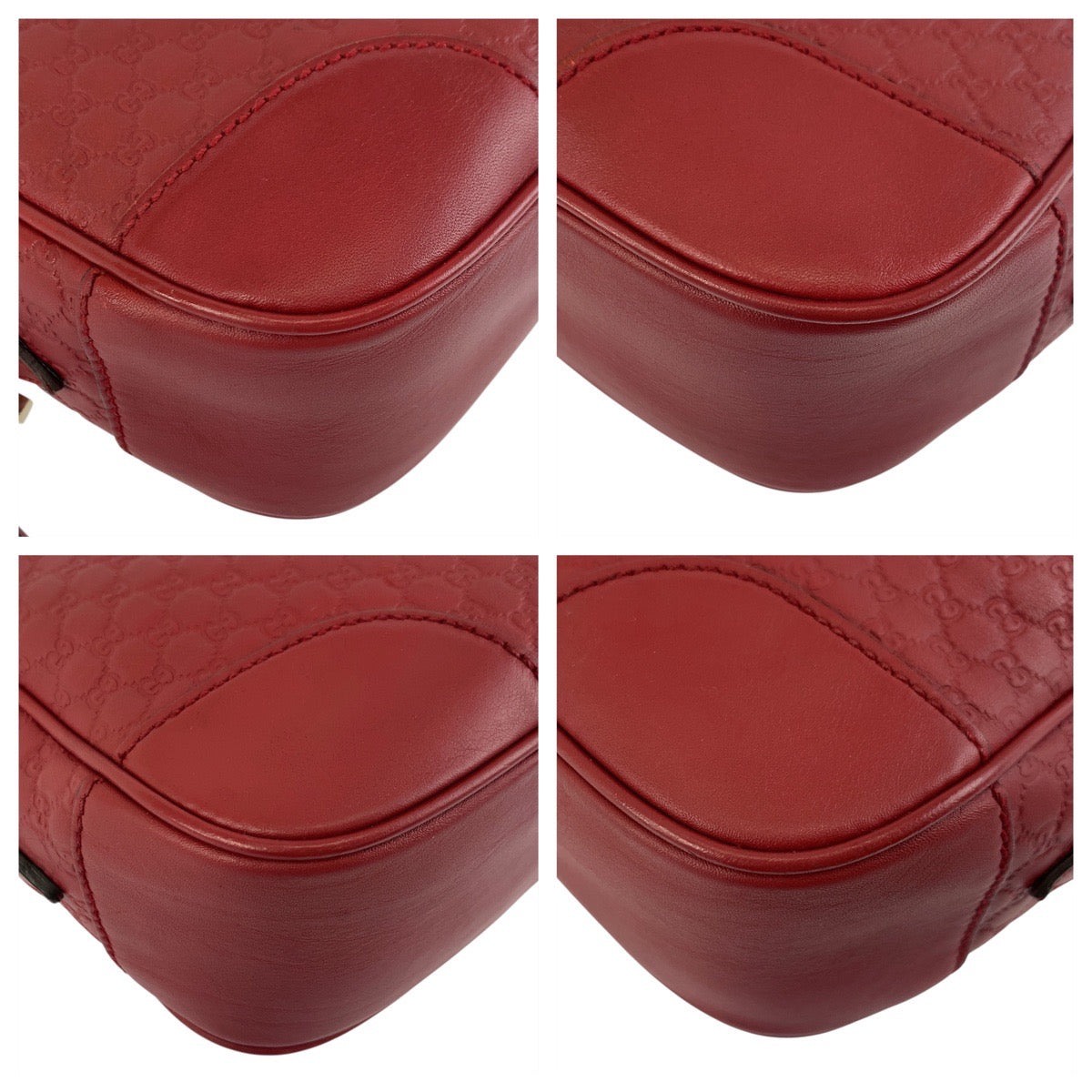 GUCCI Shoulder Bag 449413 leather Red Gold Metal Micro Guccisima
