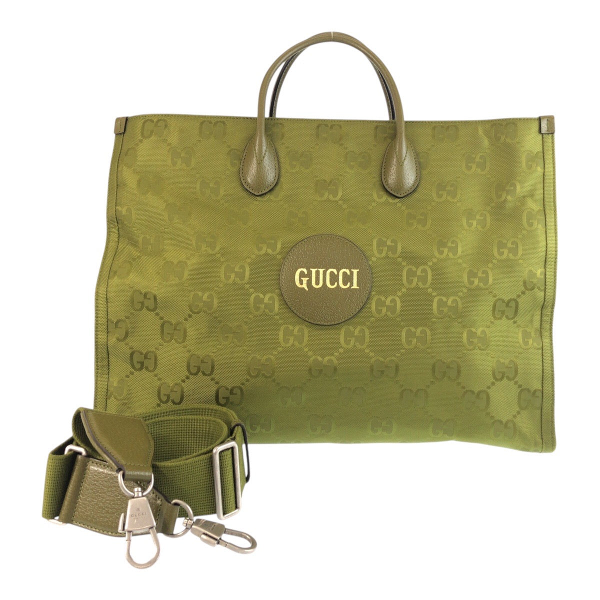 GUCCI Tote Bag 696042 Nylon Green SilverMetal off the grit