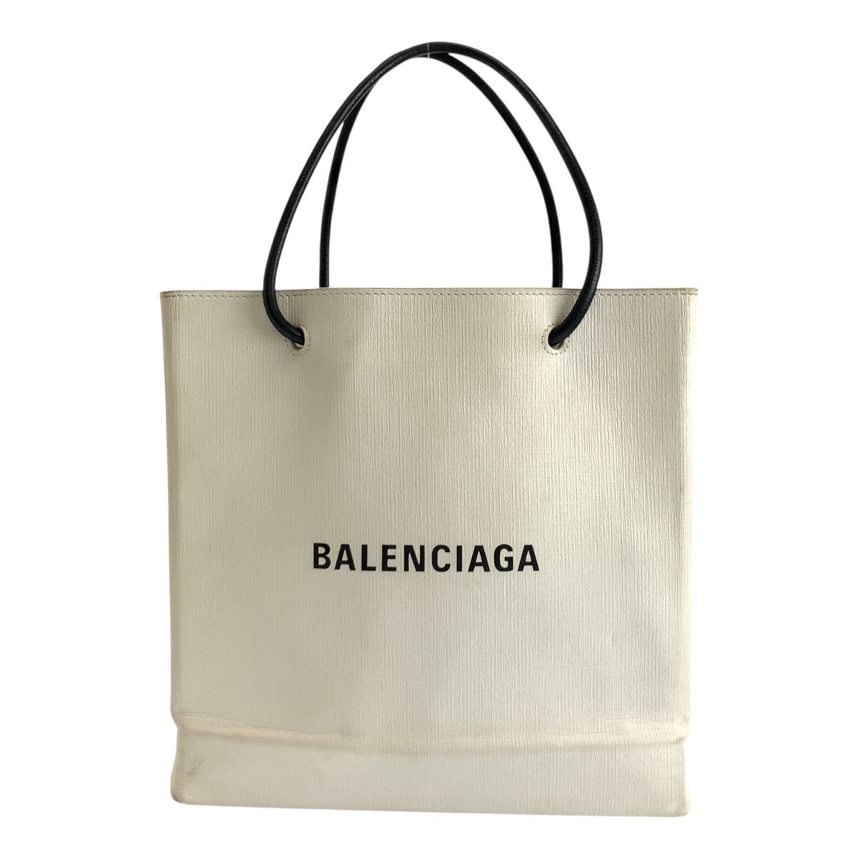 BALENCIAGA Tote Bag 491660?9060 leather White Black SilverMetal logo