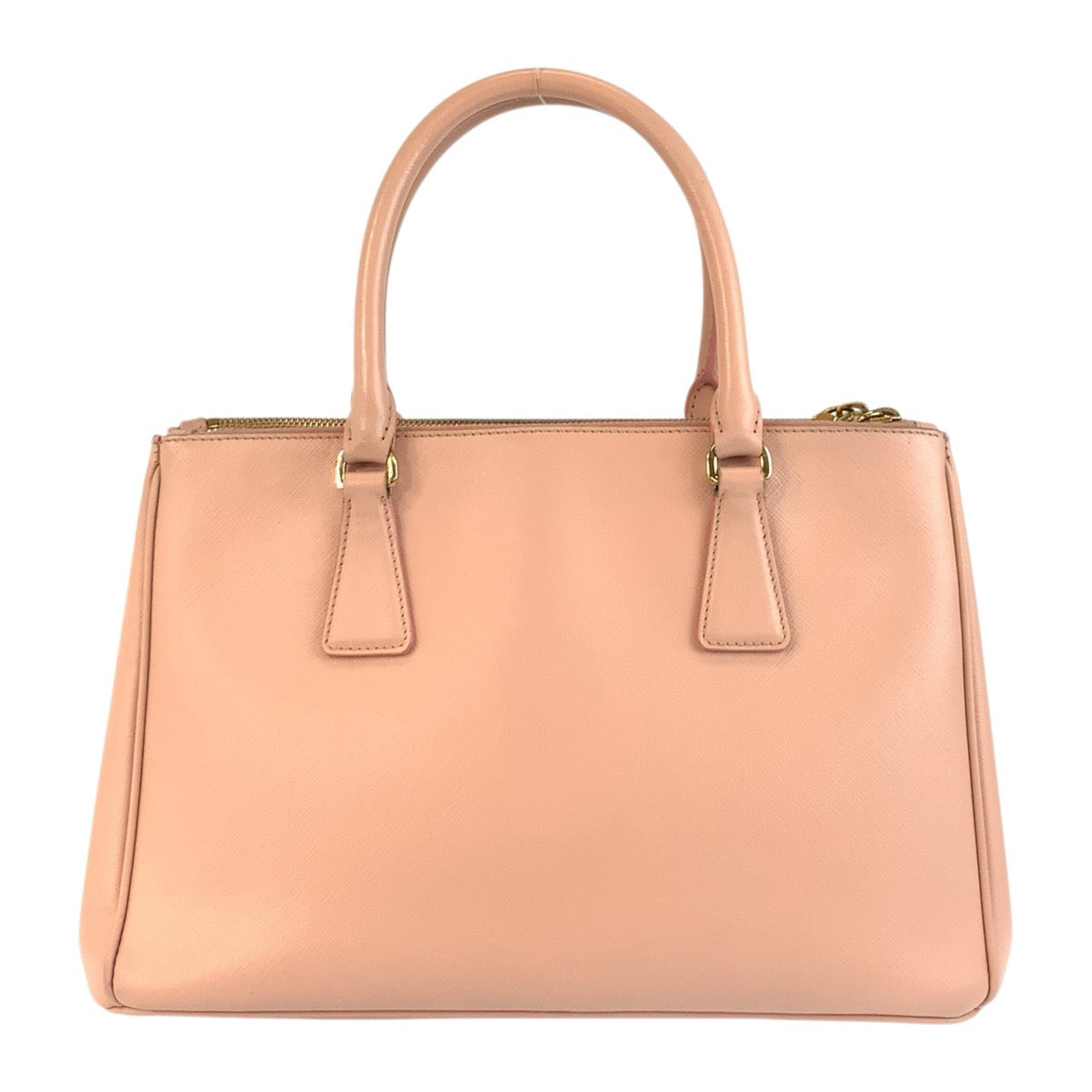 PRADA Handbag leather Pink Gold Metal Safiano Galleria TriangleWith logo