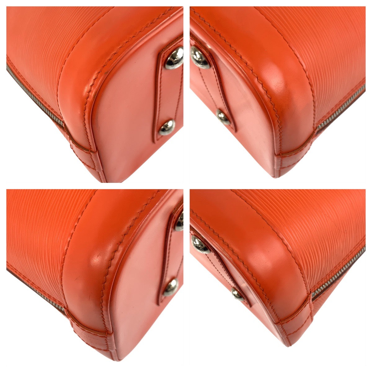 LOUIS VUITTON Handbag leather Pimon Orange Silver Metal Epi Alma PM