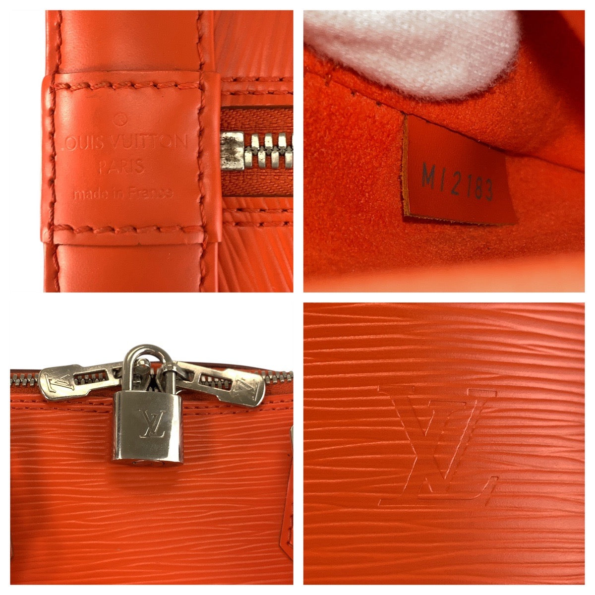 LOUIS VUITTON Handbag leather Pimon Orange Silver Metal Epi Alma PM