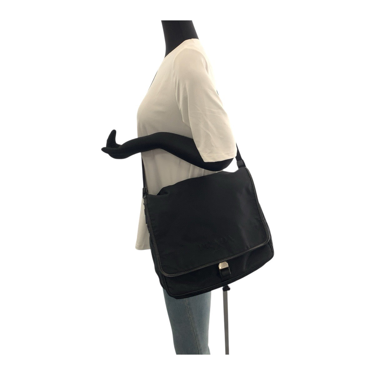 PRADA Shoulder Bag Nylon Black SilverMetal Test Triangle With logo - Style 4