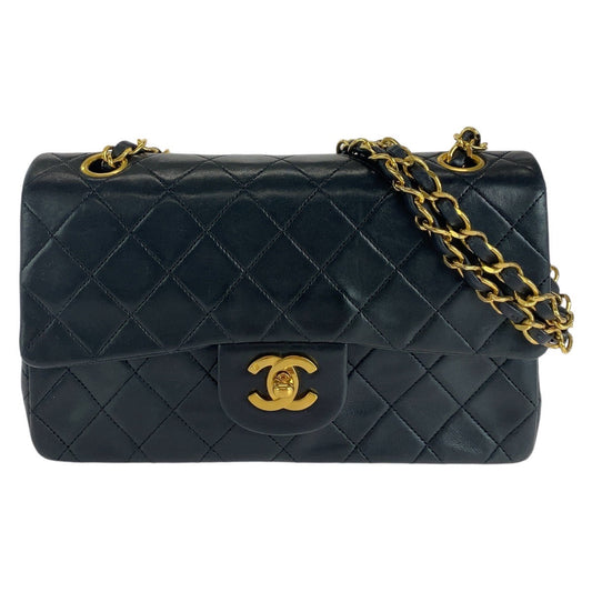 CHANEL Shoulder Bag lambskin Black Gold Metal Matrasse COCO Mark Turnlock