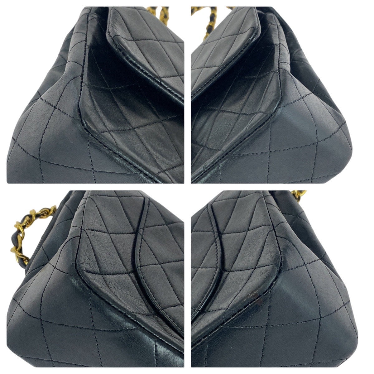 CHANEL Shoulder Bag lambskin Black Gold Metal Matrasse COCO Mark Turnlock